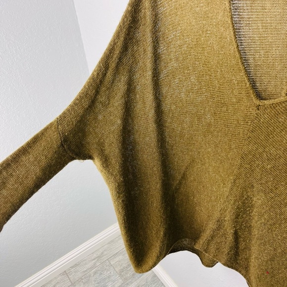 Free People Sadie Dark Olive Green Sweater Dolman Loose Fit Wool Blend  Size S - Picture 4 of 7